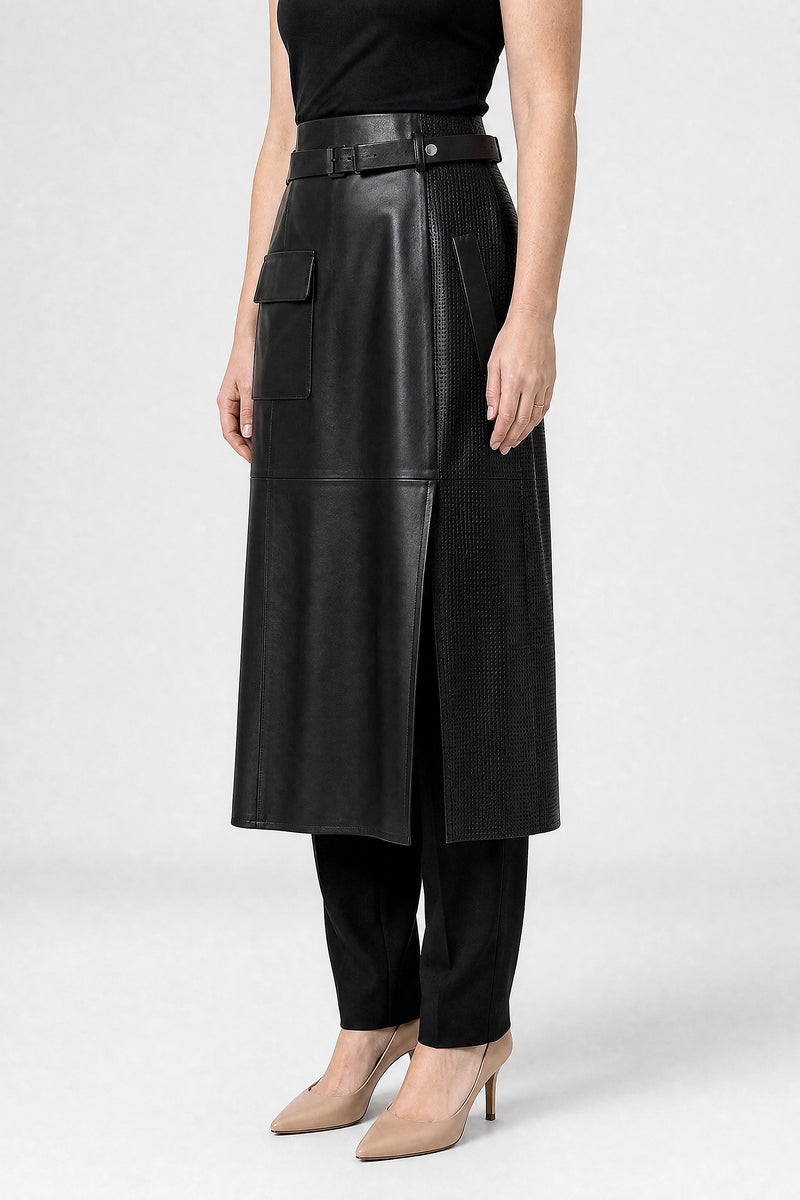 Sofaine Judith women's skirt in Black, side view studio shot