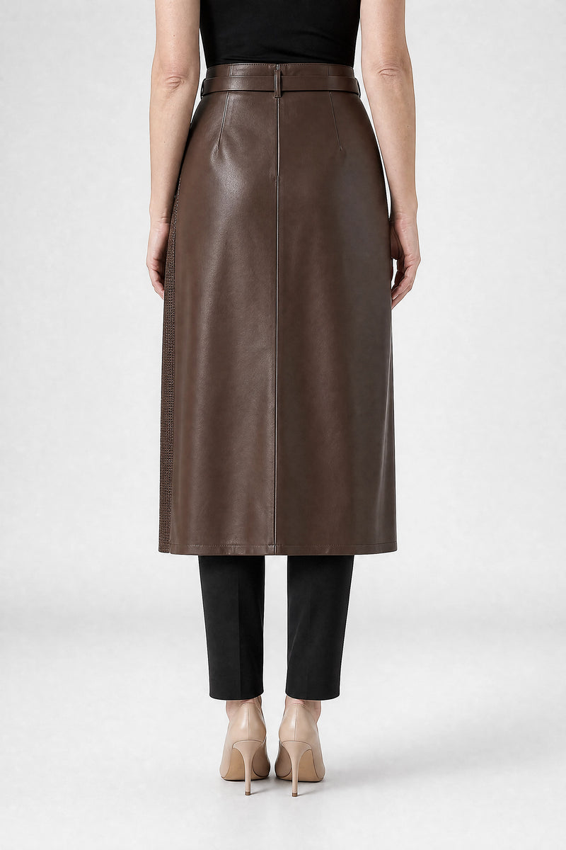 Sofaine Judith women's skirt in Chocolate, back view studio shot