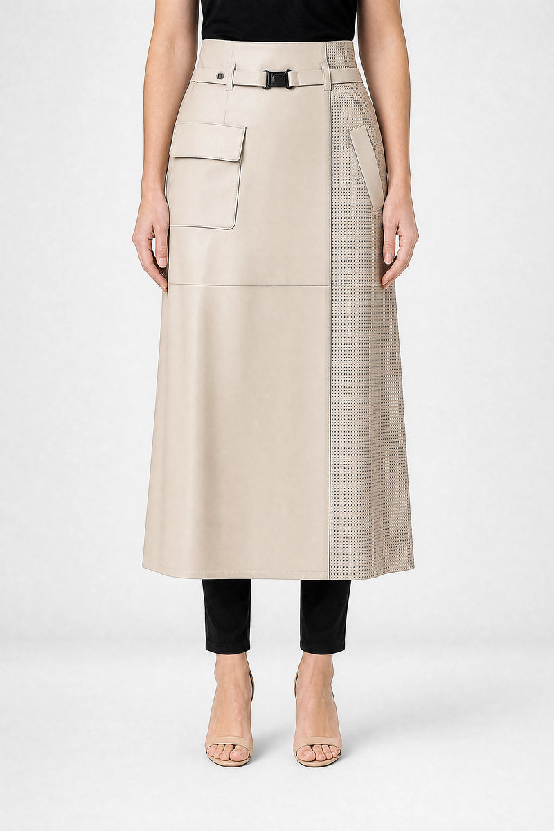 Sofaine Judith women's skirt in Cream, front view studio shot
