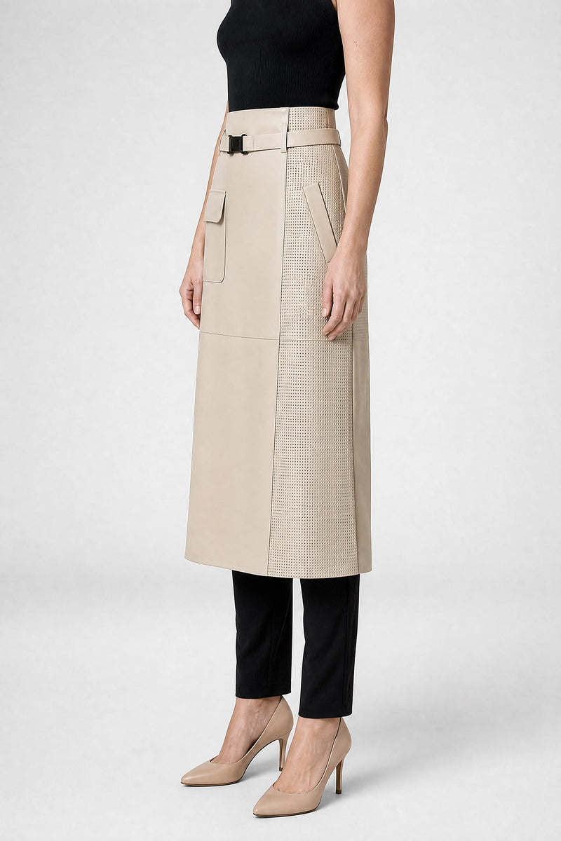 Sofaine Judith women's skirt in Cream, side view studio shot