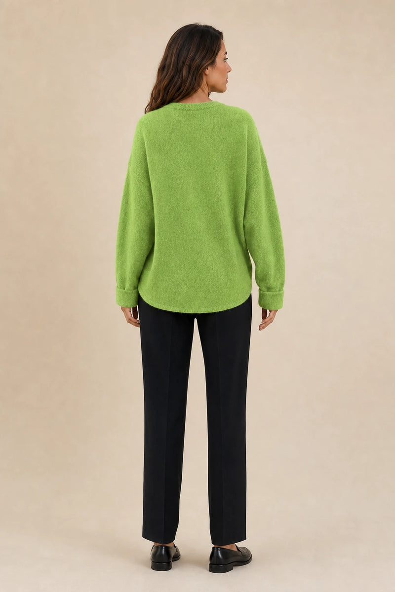 Ramona | Button-Front Cardigan in Light green, studio back view