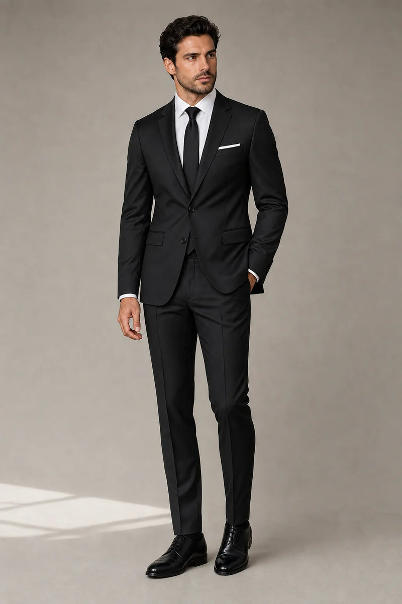 Sofaine Luca two-piece blazer suit set in Black, worn front