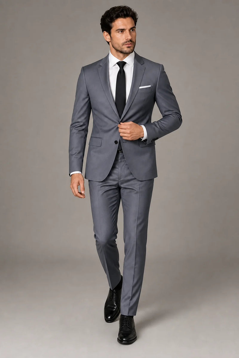 Sofaine Luca two-piece blazer suit set in Gray, styled full look