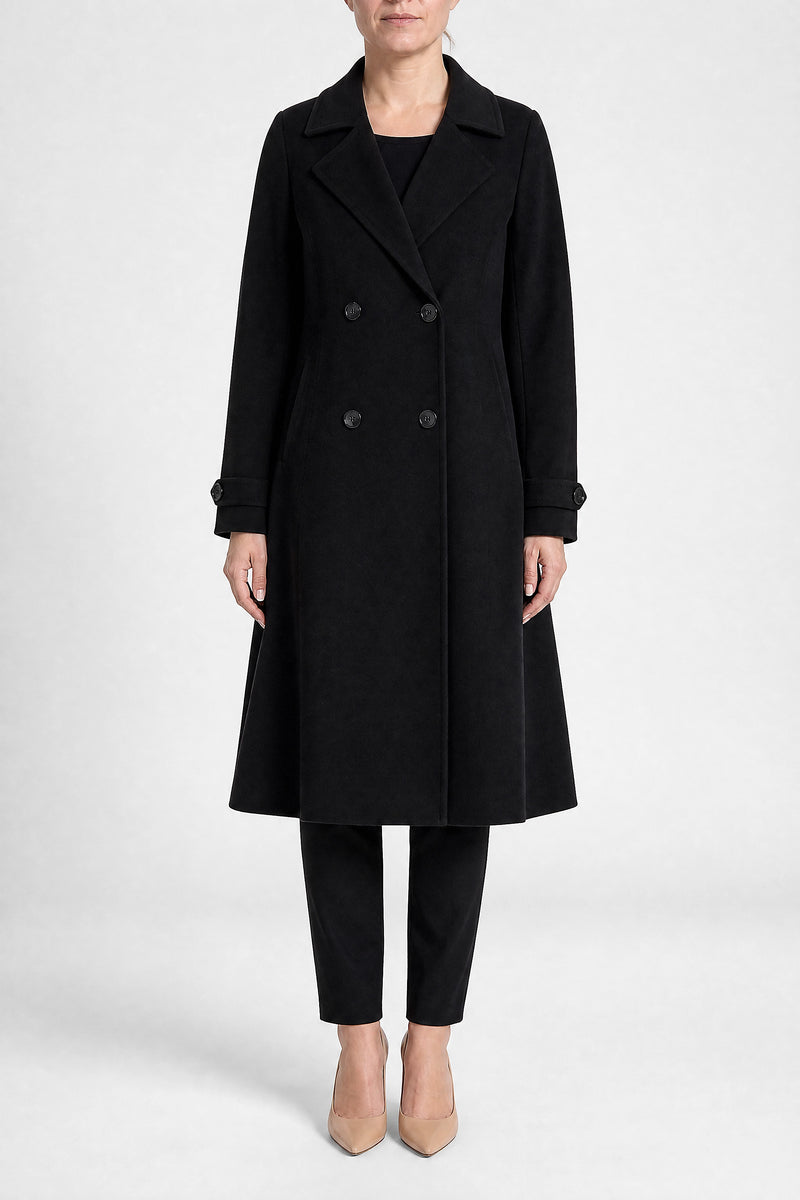 Sofaine Luella women's trench coat in Black, front view studio shot