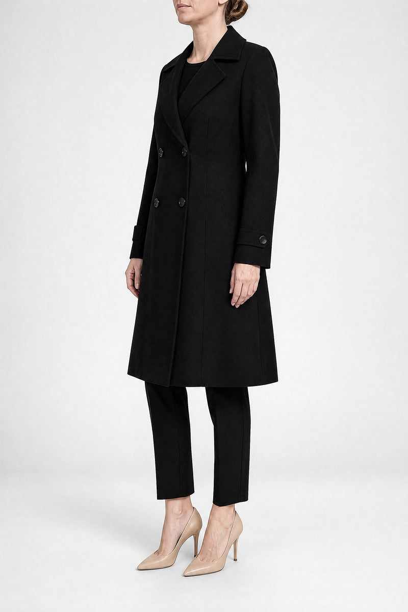 Sofaine Luella women's trench coat in Black, side view studio shot