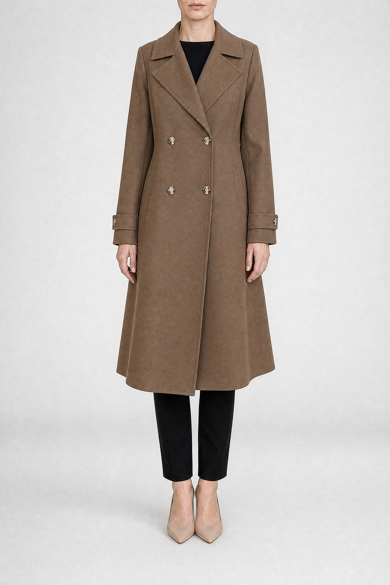 Sofaine Luella women's trench coat in Brown, front view studio shot