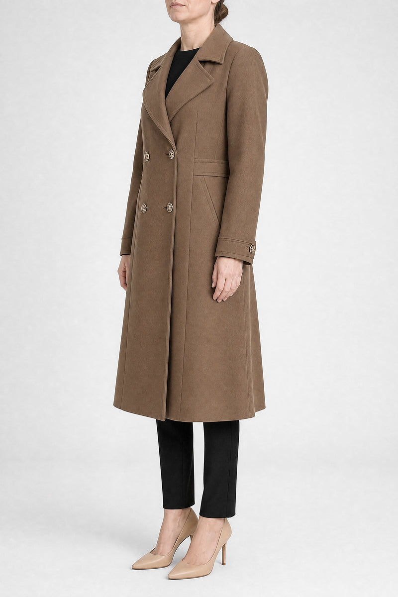 Sofaine Luella women's trench coat in Brown, side view studio shot