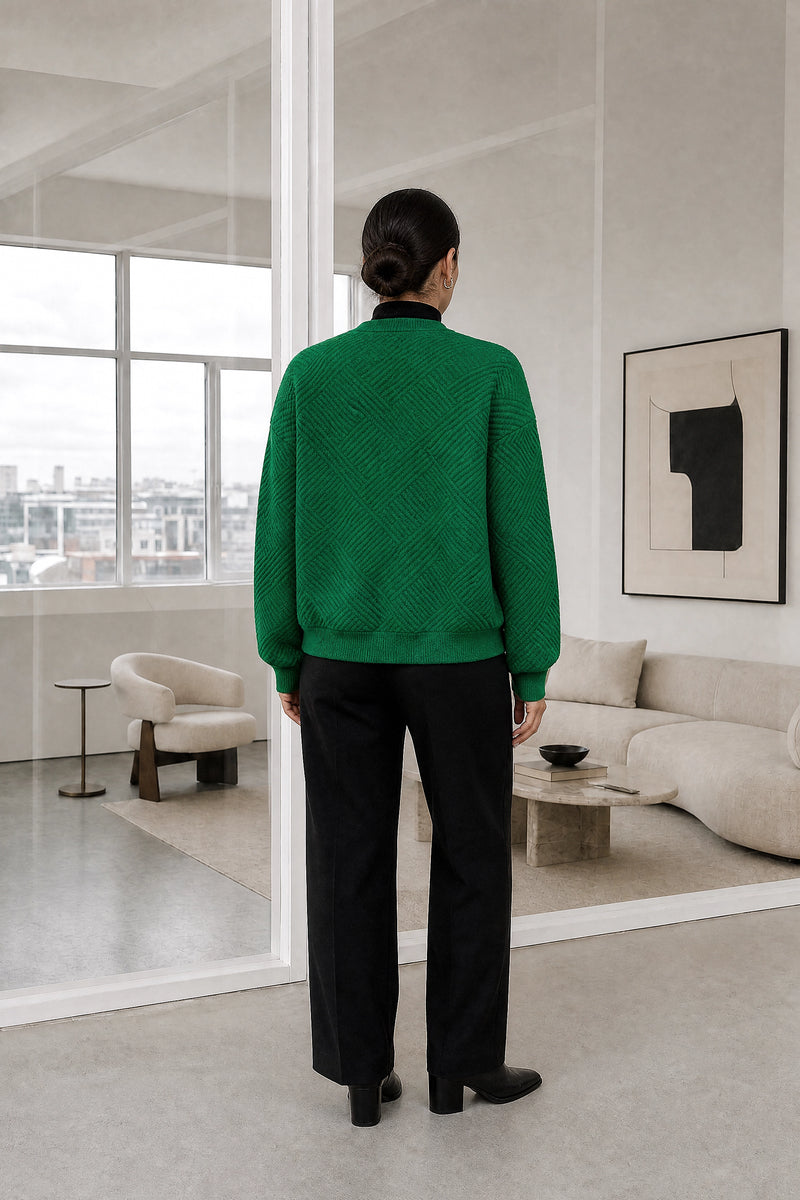 Luisa | Zip Jacket in Green, studio back view