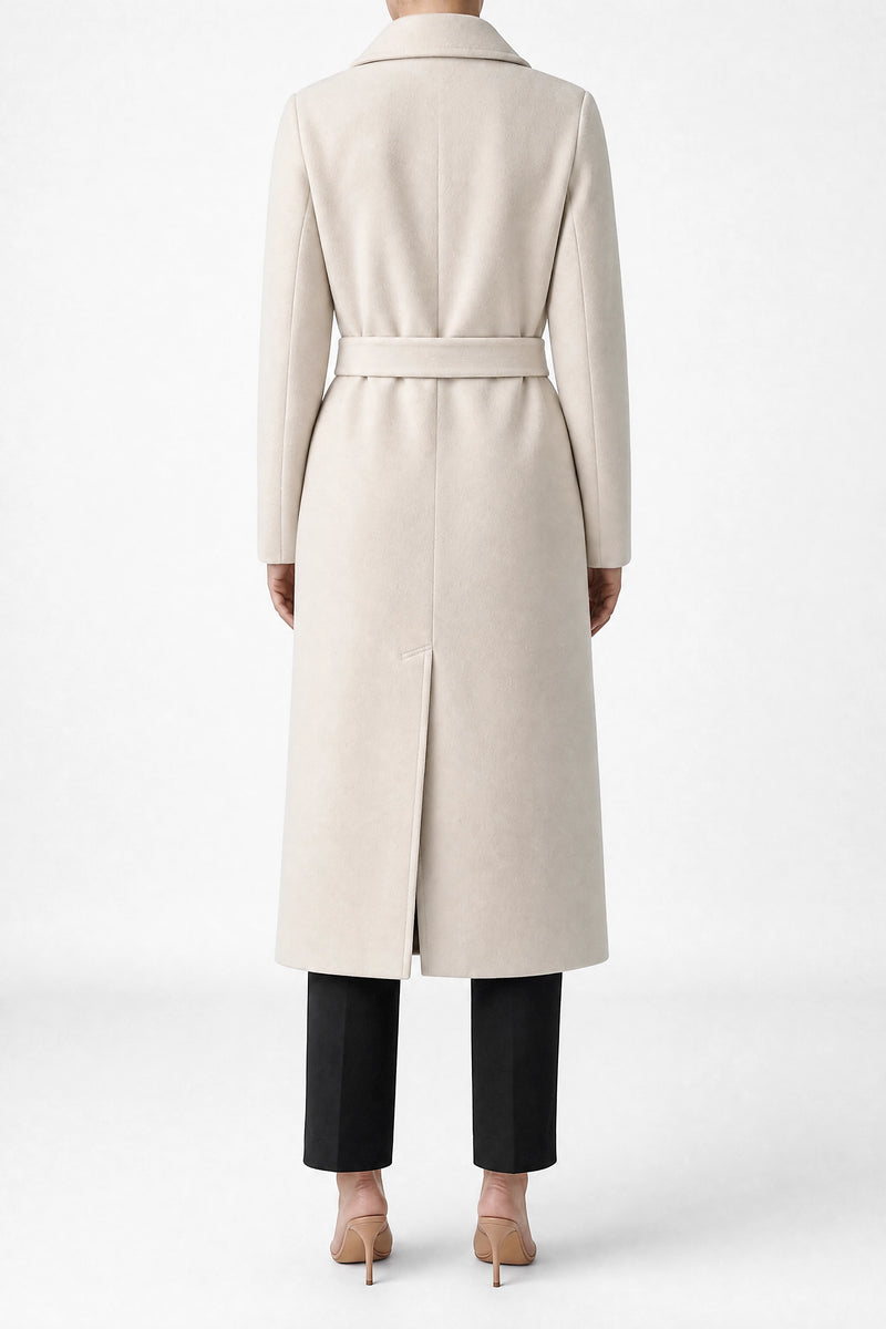 Sofaine Marisol women's double-breasted coat in Beige, back view