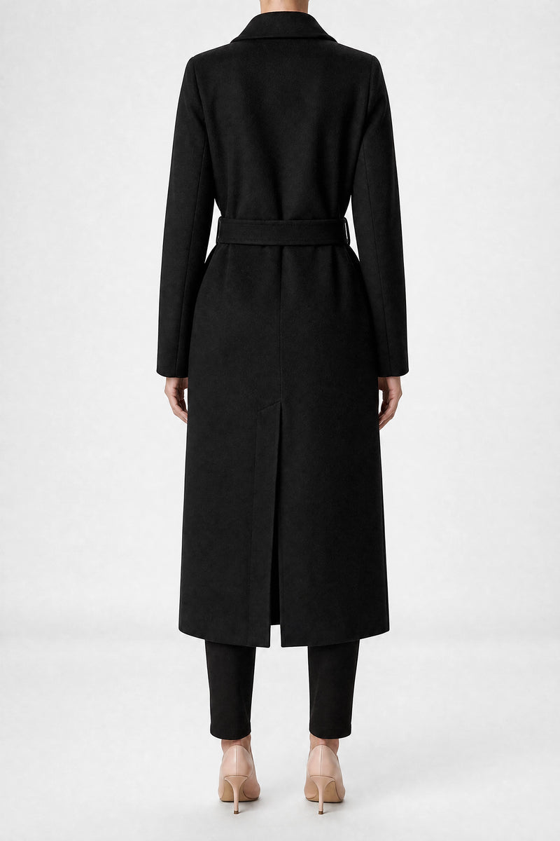Sofaine Marisol women's double-breasted coat in Black, back view