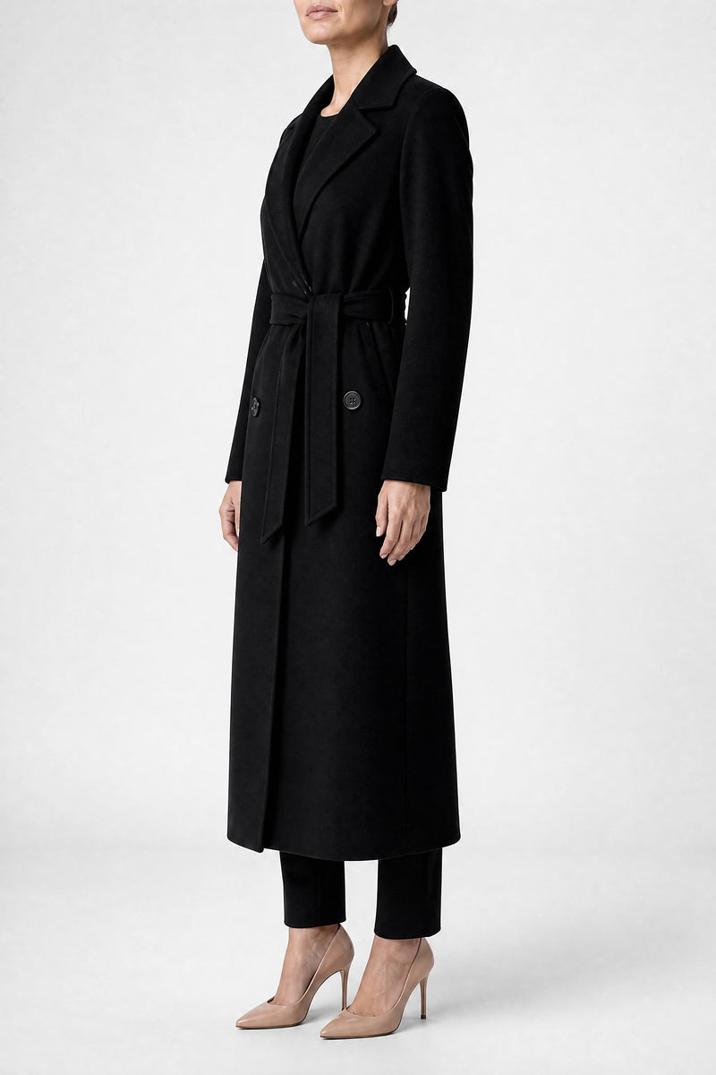 Sofaine Marisol women's double-breasted coat in Black, side view
