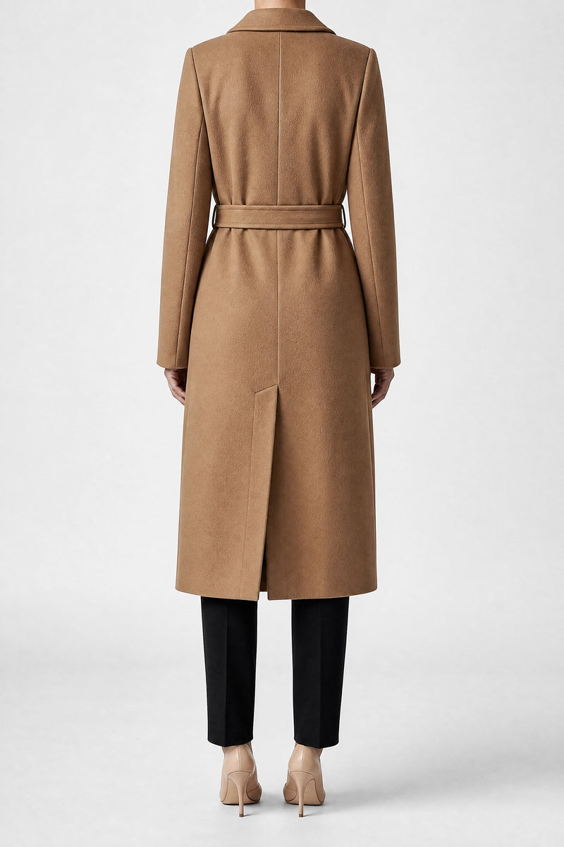 Sofaine Marisol women's double-breasted coat in Khaki, back view