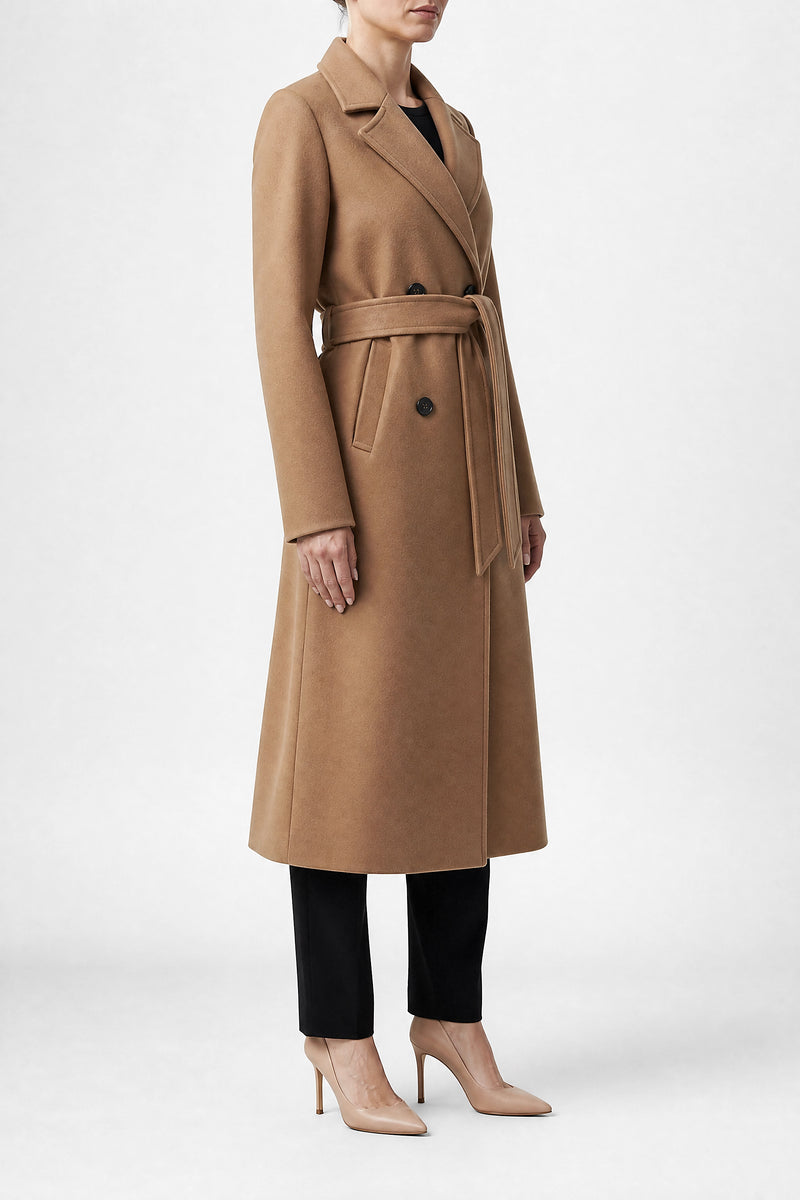 Sofaine Marisol women's double-breasted coat in Khaki, side view