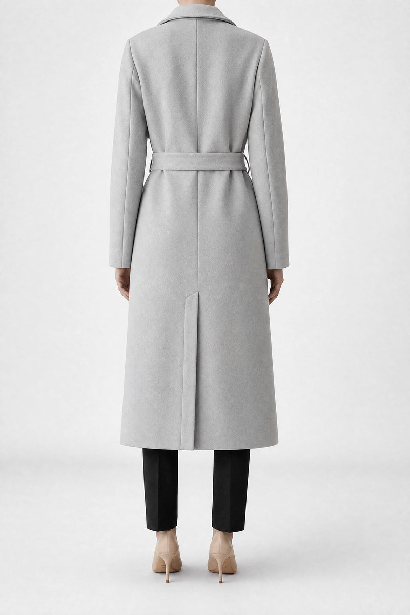 Sofaine Marisol women's double-breasted coat in Light Gray, back view