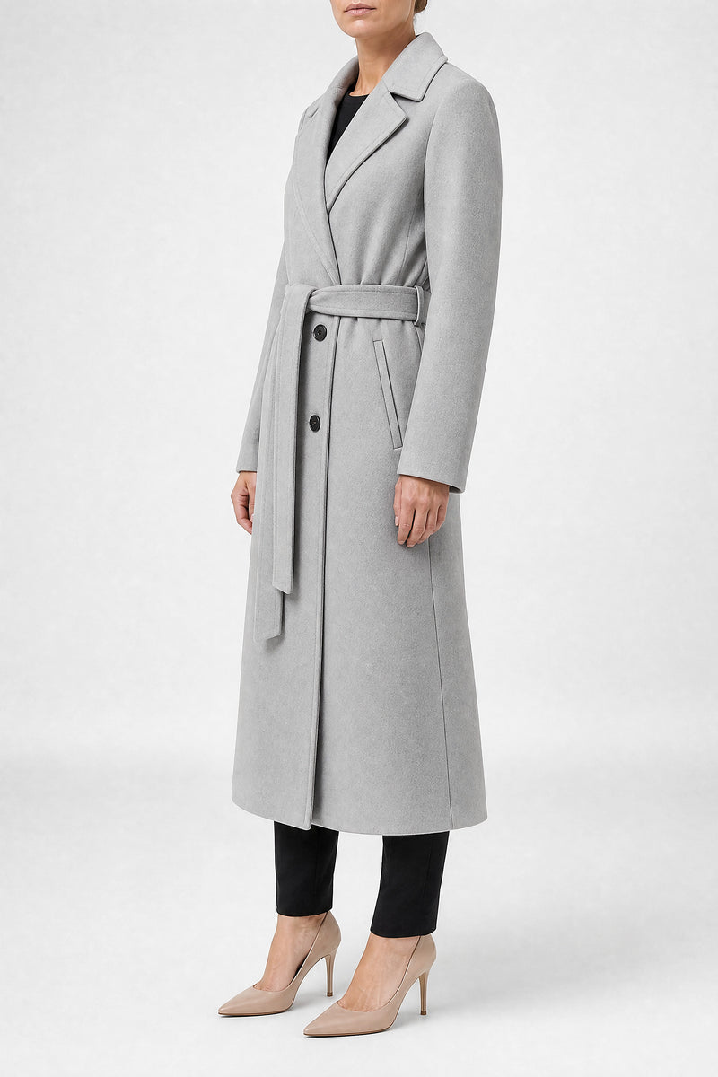 Sofaine Marisol women's double-breasted coat in Light Gray, side view