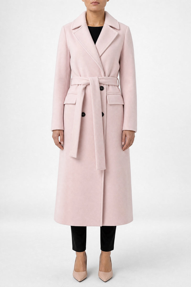 Sofaine Marisol women's double-breasted coat in Pink, front view