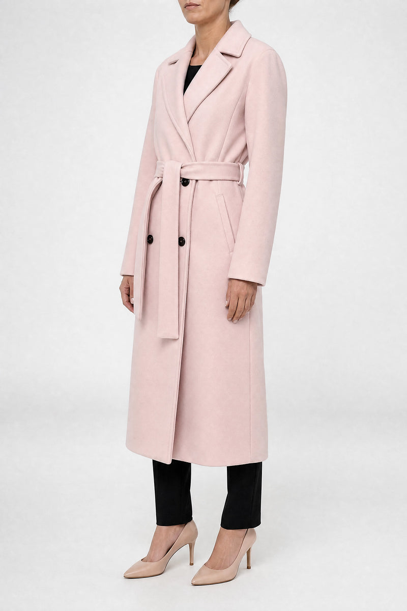Sofaine Marisol women's double-breasted coat in Pink, side view