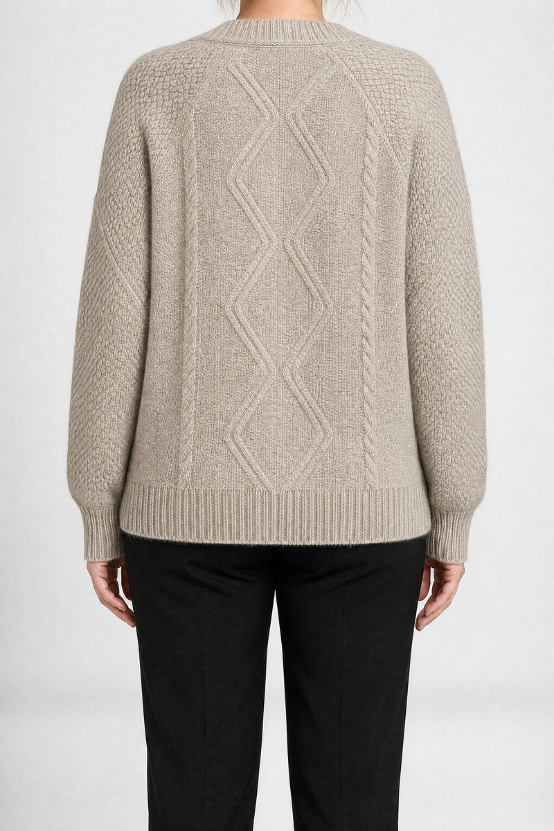 Sofaine Melissa women's cardigan in Grey, back view studio shot