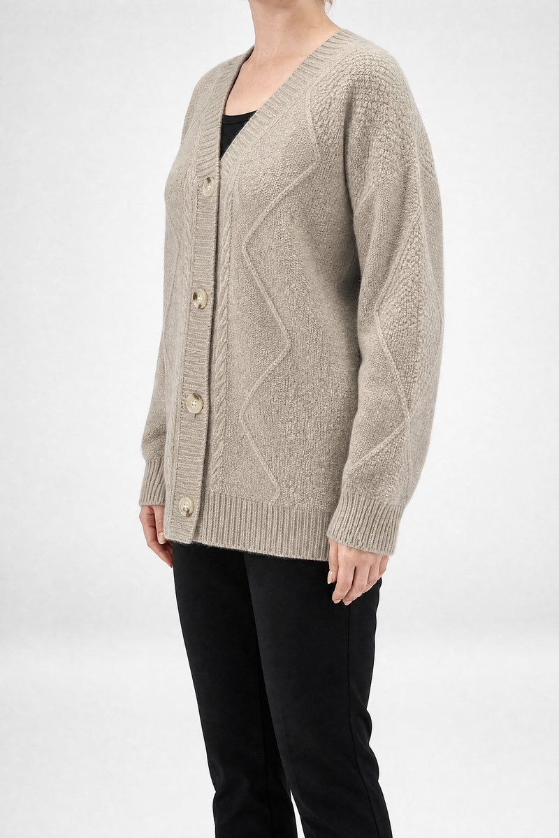 Sofaine Melissa women's cardigan in Grey, side view studio shot