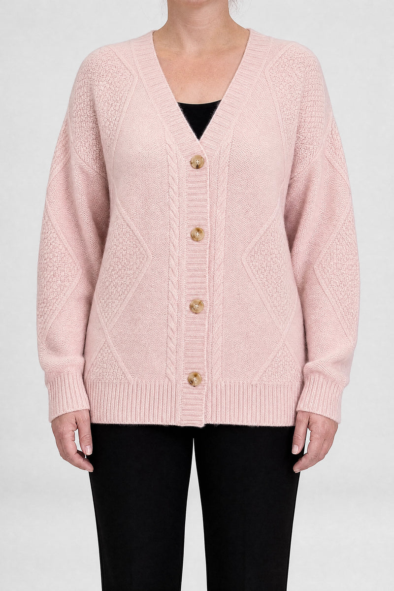 Sofaine Melissa women's cardigan in Pink, front view studio shot