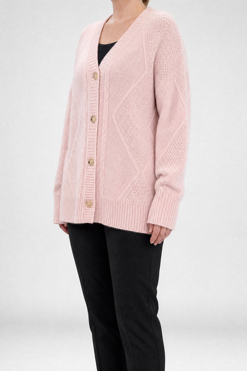 Sofaine Melissa women's cardigan in Pink, side view studio shot