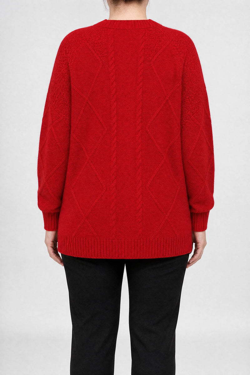 Sofaine Melissa women's cardigan in Red, back view studio shot