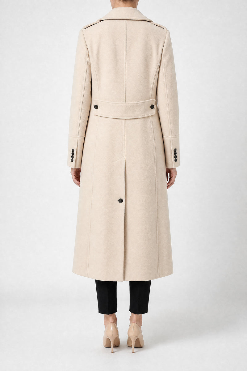 Sofaine Miranda women's wool-feel coat in Apricot, back view