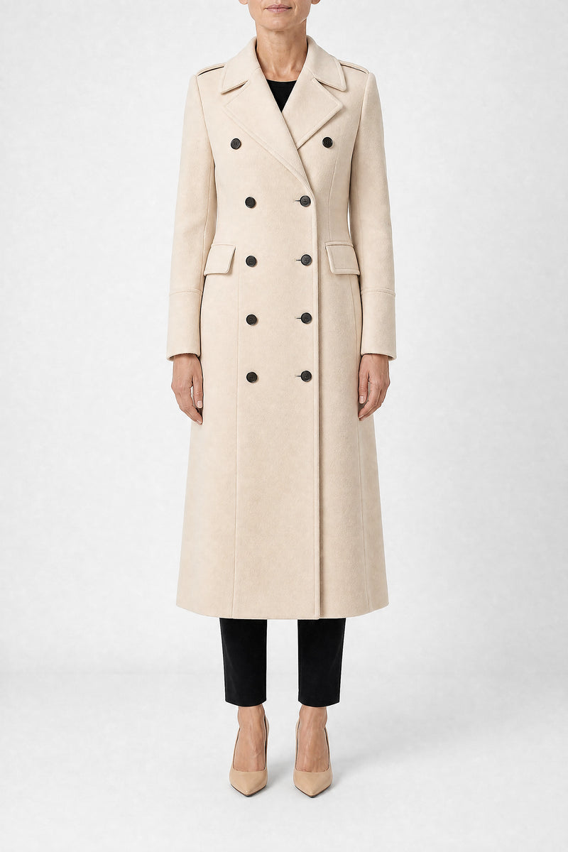 Sofaine Miranda women's wool-feel coat in Apricot, front view