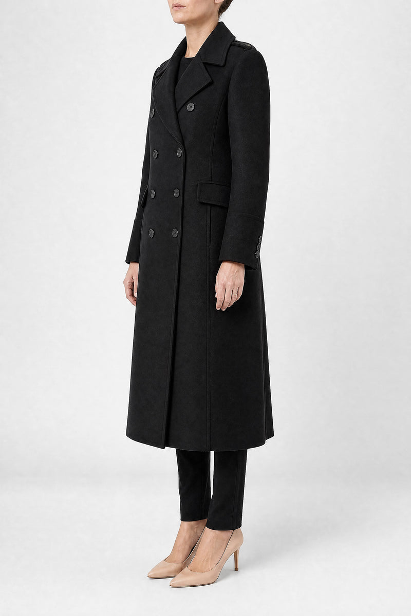 Sofaine Miranda women's wool-feel coat in Black, side view