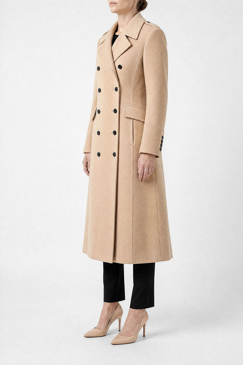Sofaine Miranda women's wool-feel coat in Khaki, side view