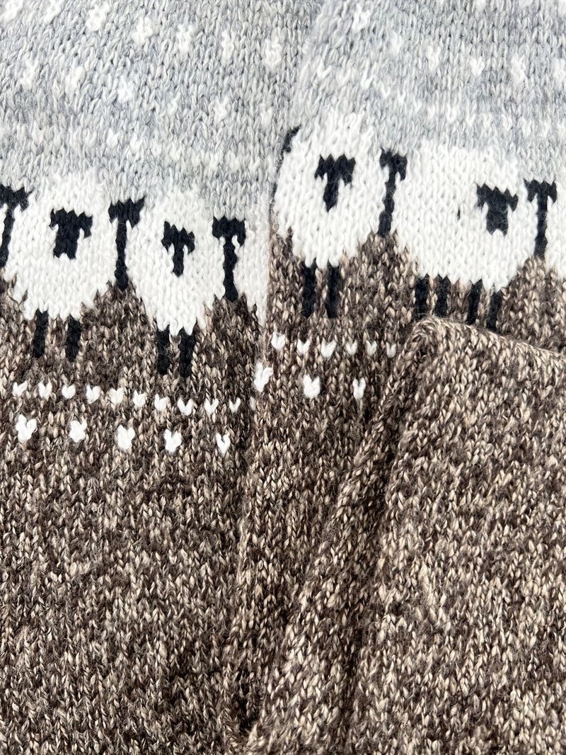 Sheep Fair Isle Sweater for Women with Nordic Yoke and Crew Neck, yoke detail