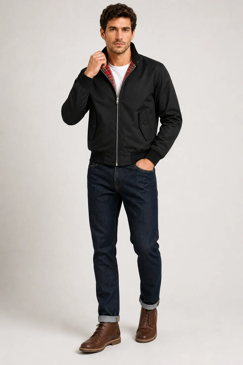 Sofaine Theodore Harrington bomber jacket in Black, worn front