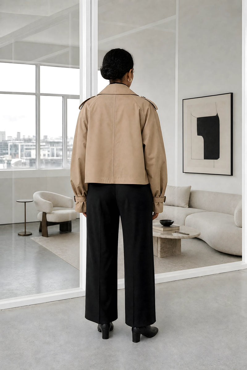 Paloma | Oversized Trench Coat in Camel, studio back view