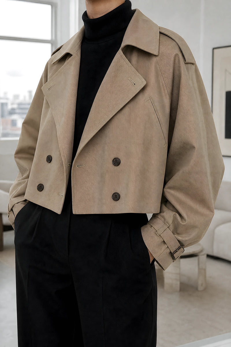 Paloma | Oversized Trench Coat in Camel, fabric close-up