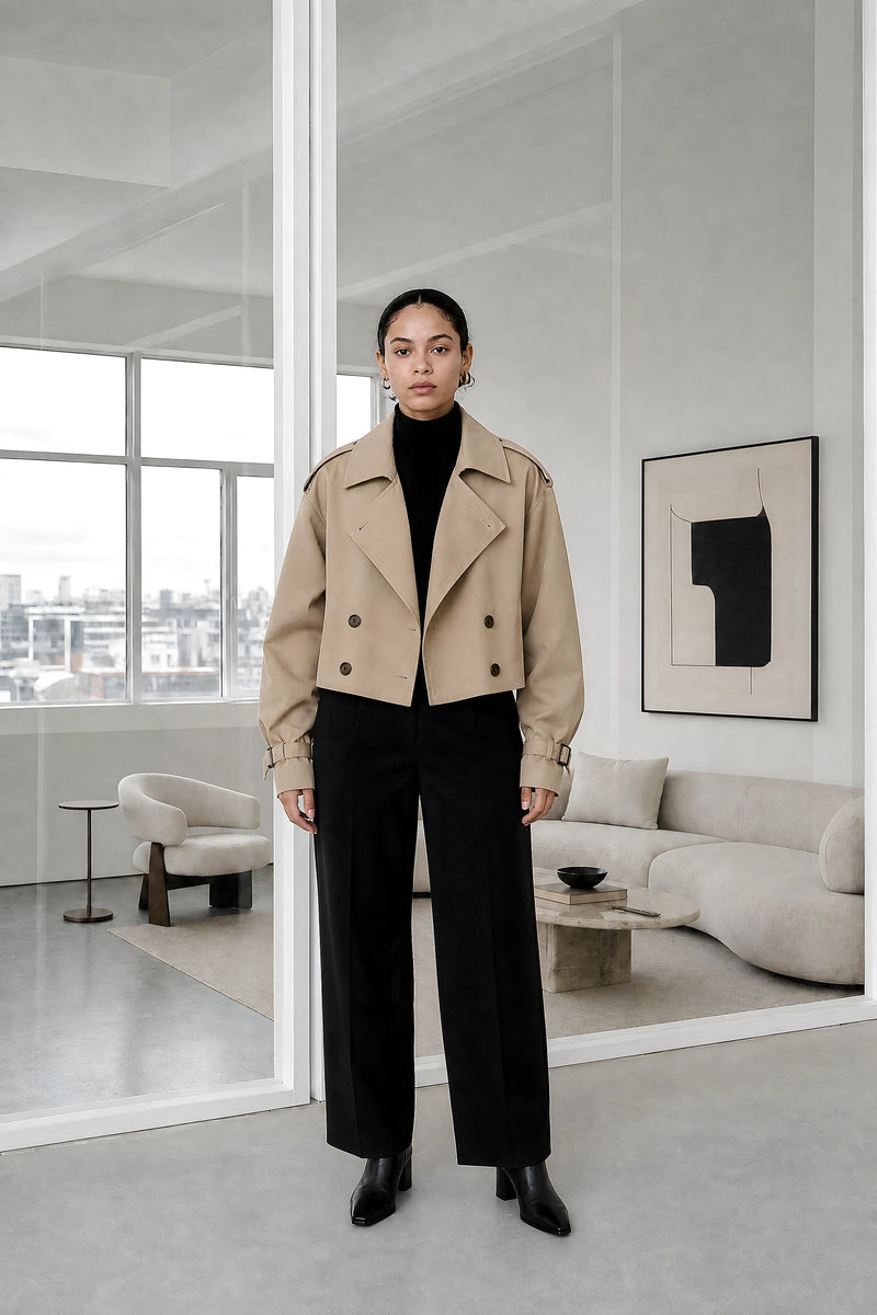 Paloma | Oversized Trench Coat in Camel, studio front view