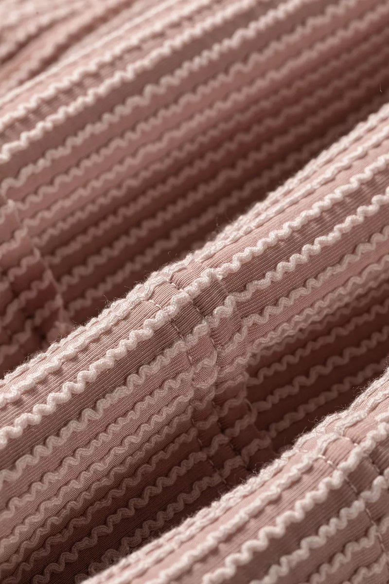 Oversized Quarter Zip Pullover for Women with Textured Rib and Side Slits, fabric close-up