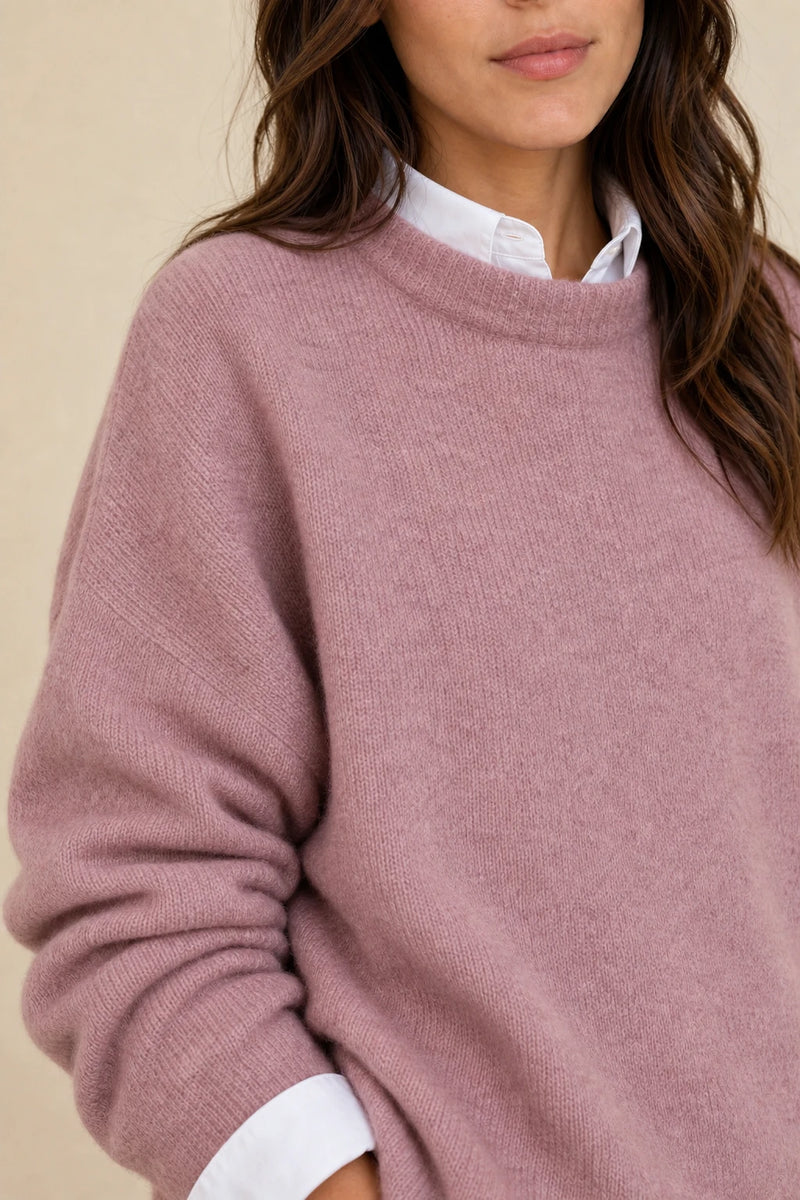 Opal | Cashmere-Feel Knit Sweater in Pink, fabric close-up