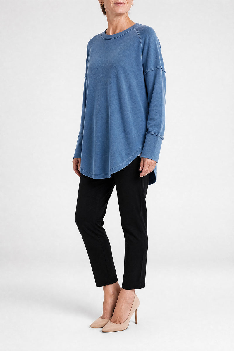 Sofaine Rachel women's classic sweatshirt in Blue, side view