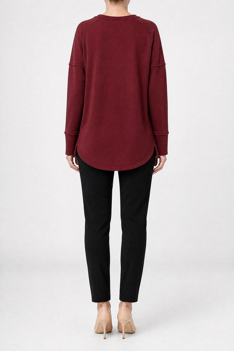 Sofaine Rachel women's classic sweatshirt in Wine Red, back view