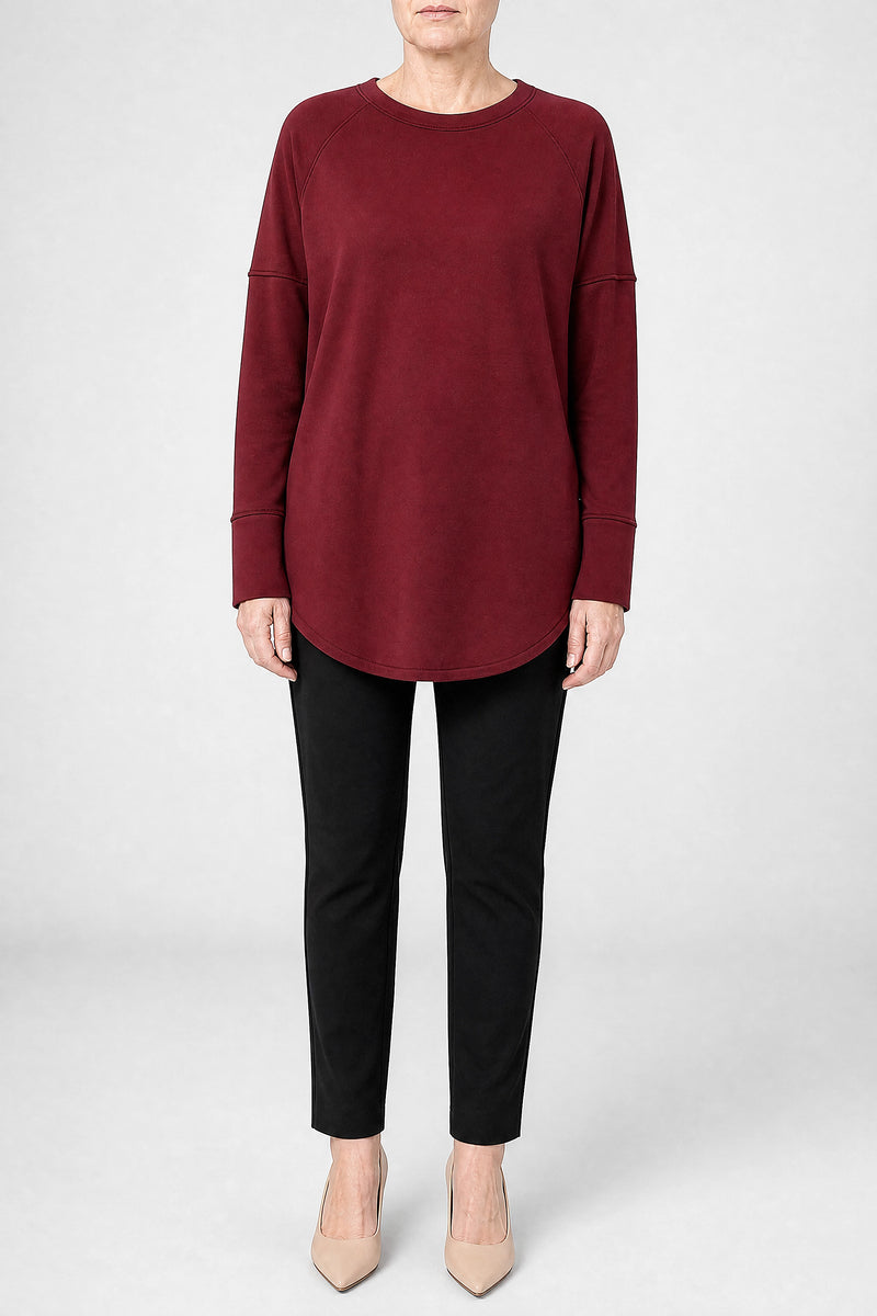 Sofaine Rachel women's classic sweatshirt in Wine Red, front view