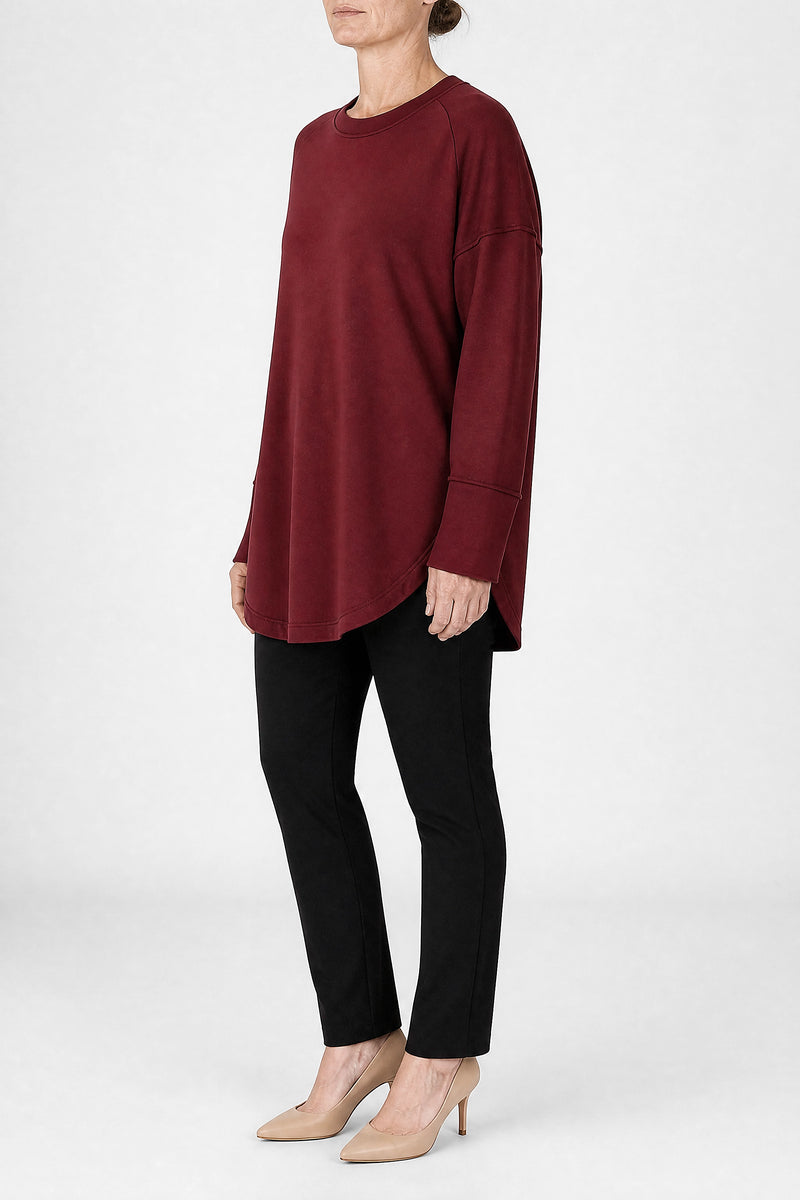 Sofaine Rachel women's classic sweatshirt in Wine Red, side view