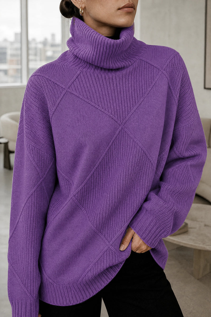 Sabrina | Turtleneck Sweater in Purple, fabric close-up