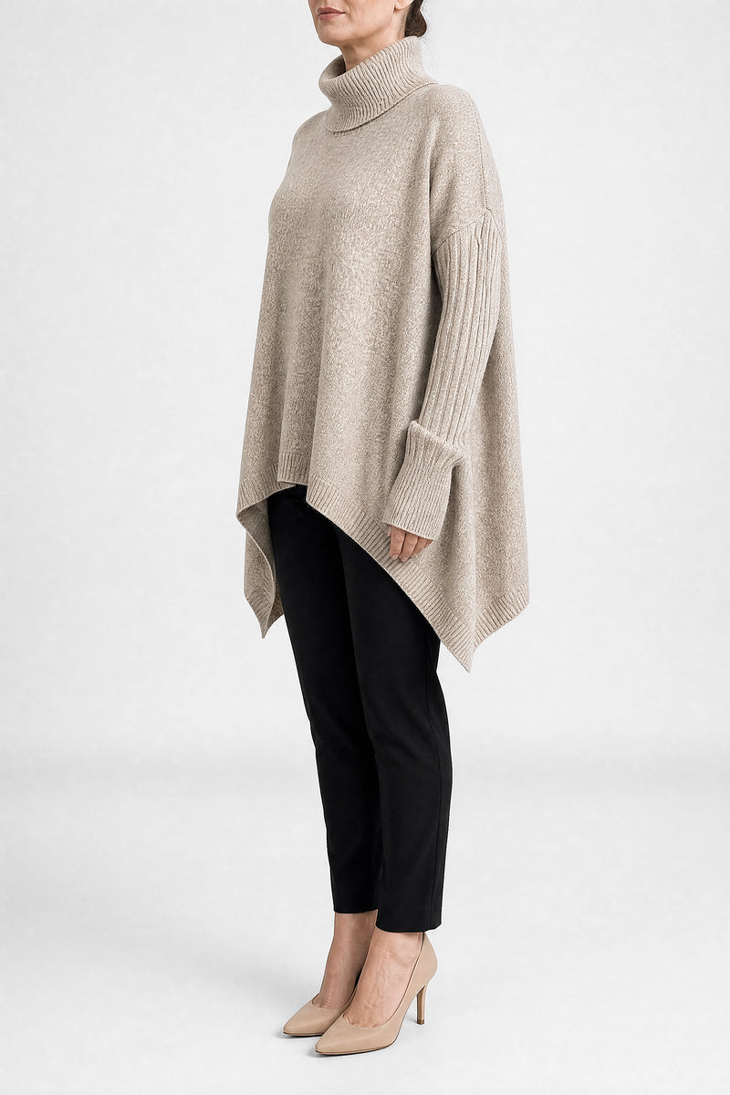 Sofaine Sadie women's turtleneck sweater in Desert Khaki, side view