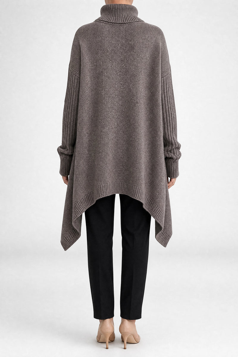 Sofaine Sadie women's turtleneck sweater in Espresso Brown, back view