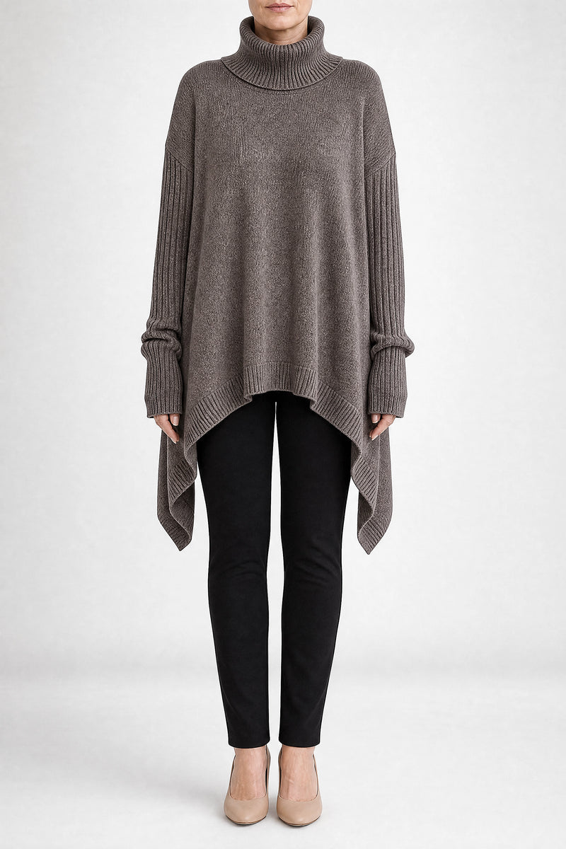 Sofaine Sadie women's turtleneck sweater in Espresso Brown, front view