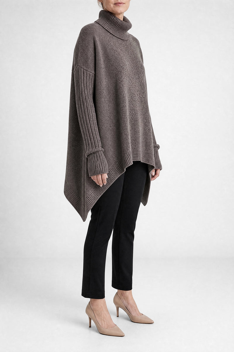 Sofaine Sadie women's turtleneck sweater in Espresso Brown, side view
