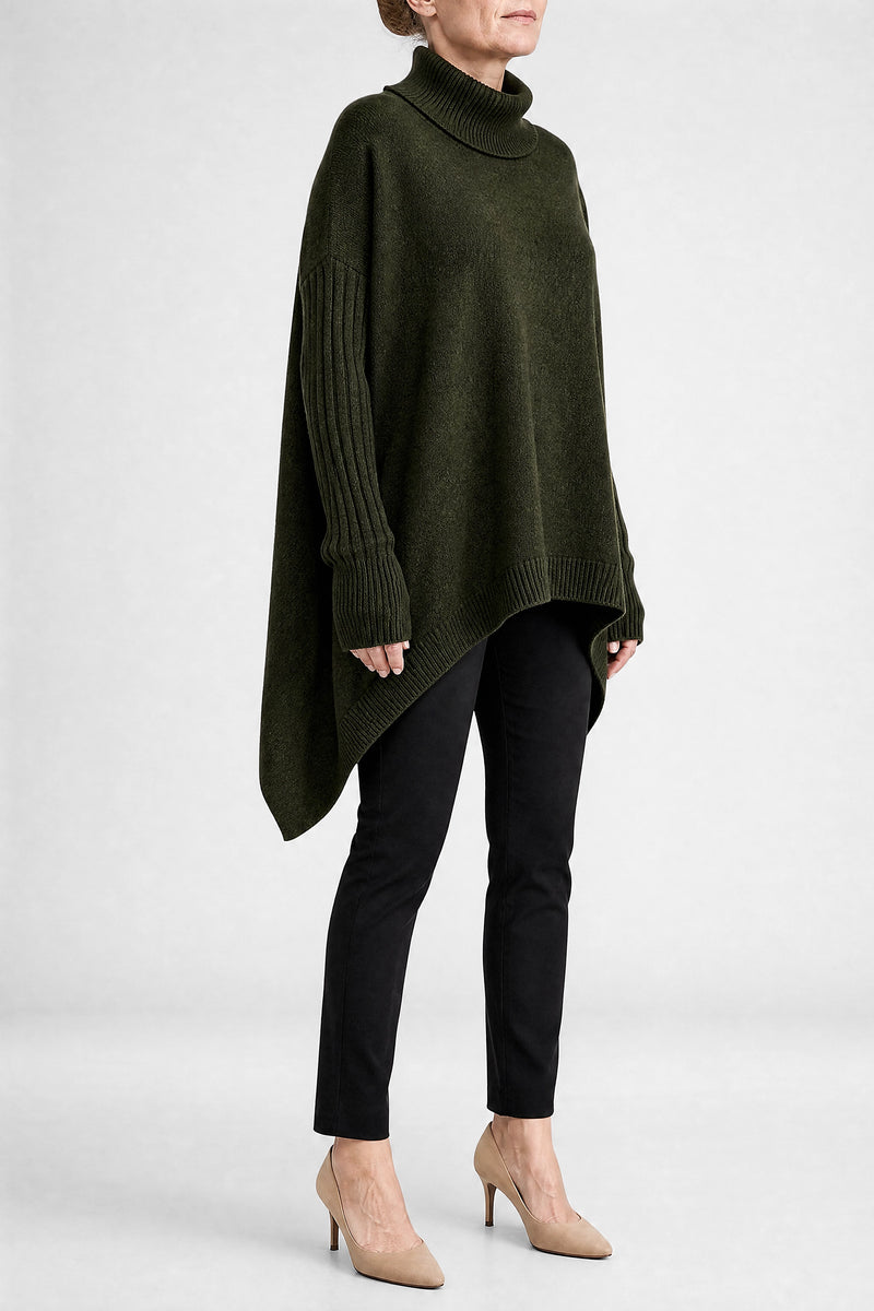 Sofaine Sadie women's turtleneck sweater in Green, side view