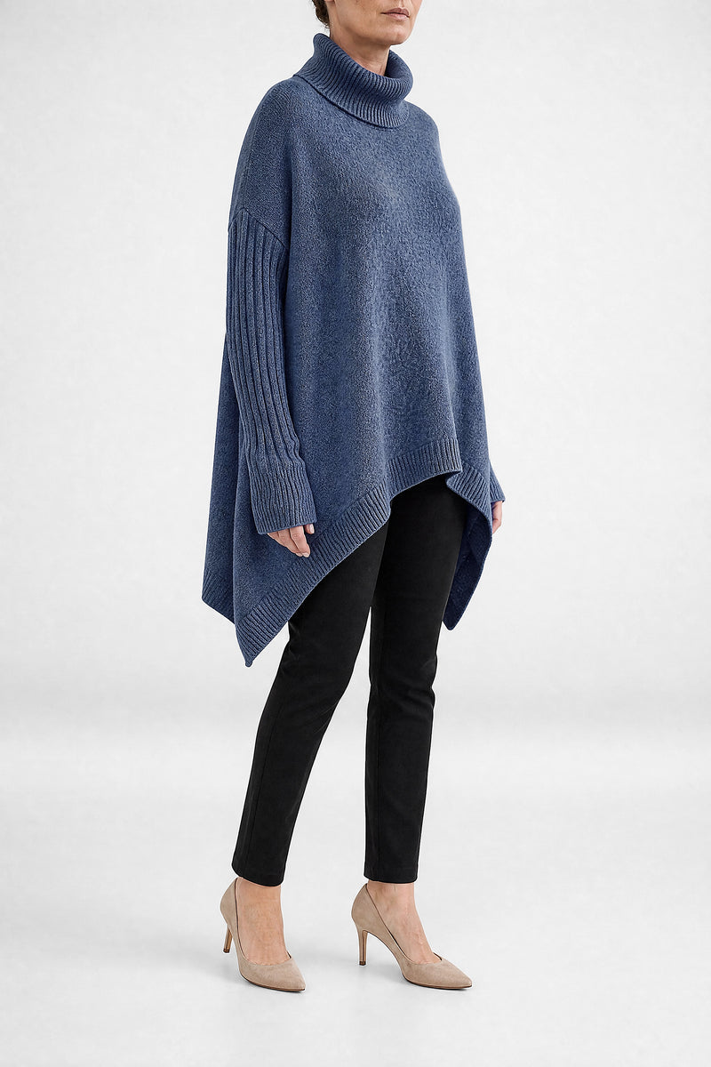 Sofaine Sadie women's turtleneck sweater in Ocean Blue, side view
