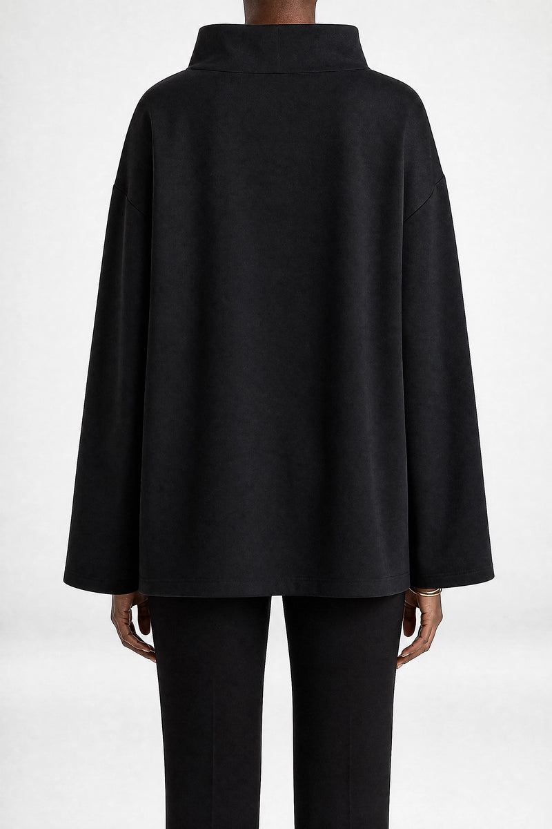 Sofaine Sage women's sweater in Black, back view studio shot