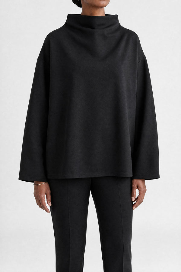 Sofaine Sage women's sweater in Black, front view studio shot